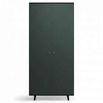 Шкаф Twin, TW211, 103х60х225 см, черный дуб, черно-зеленый