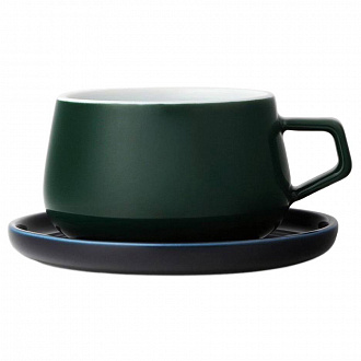 Чашка чайная с блюдцем Viva Scandinavia, Ella, 300 мл, зелено-синяя