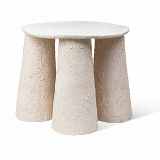 Столик керамический Слоновьи ноги limited, Ø41х36, песочный/белый