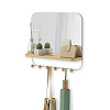 Изображение товара Зеркало с крючками для аксессуаров Estique, 46х41 см, белое/натуральное дерево