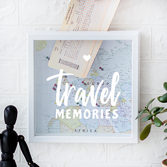 Рамка-копилка Продбюро, Travel Memories, Карта Европы, 25х25 см, светлая