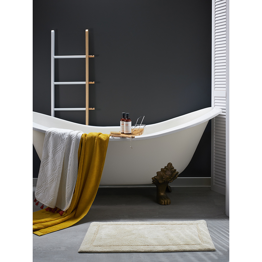 Изображение товара Коврик для ванной из хлопка ворсовый кремового цвета из коллекции Essential, 50х80 см
