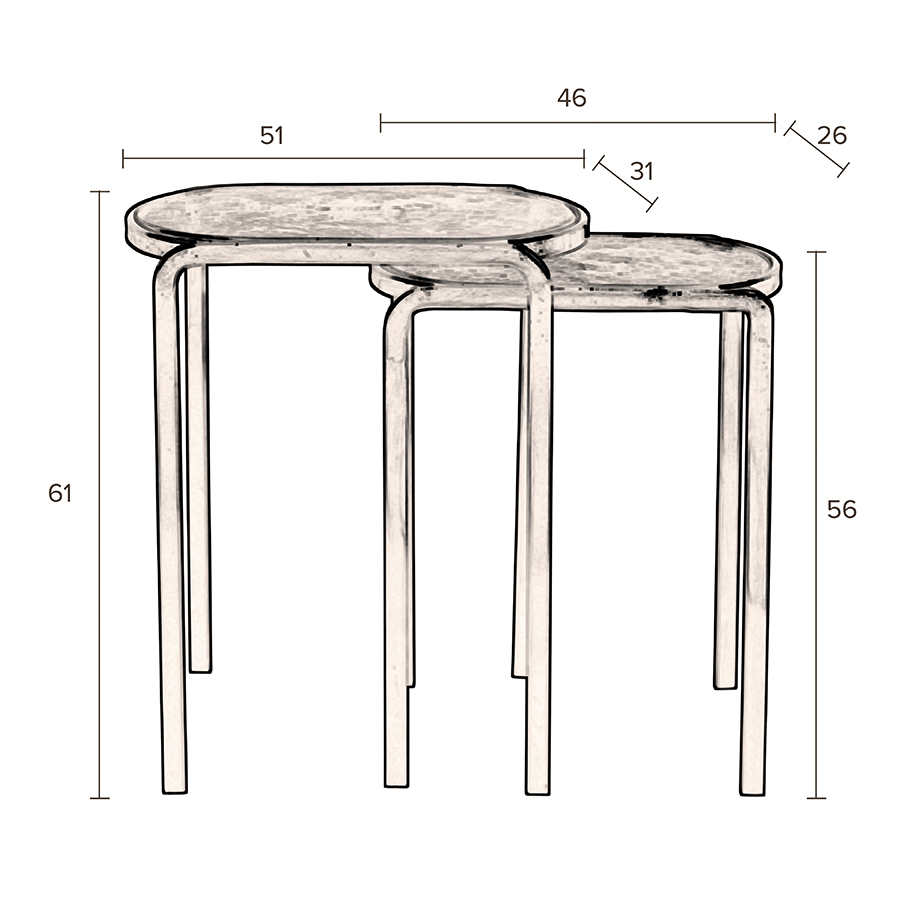Изображение товара Комплект приставных столиков Dutchbone, Bandhu, 2 шт., латунь