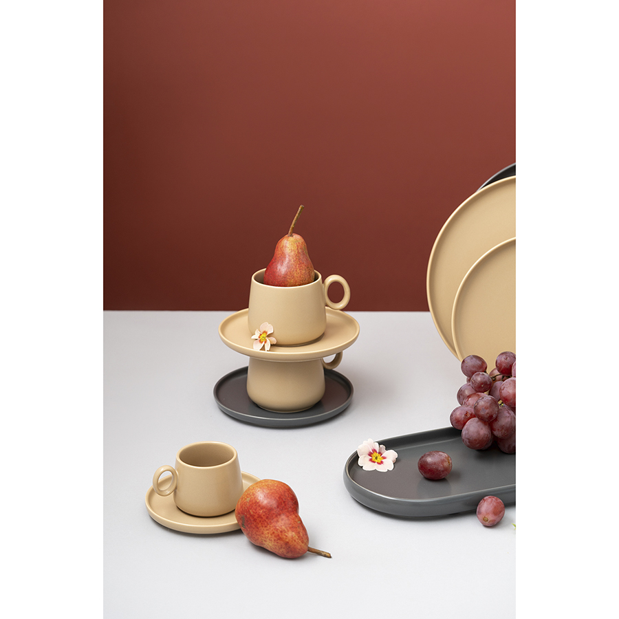 Изображение товара Набор из двух чайных пар бежевого цвета из коллекции Essential, 250 мл