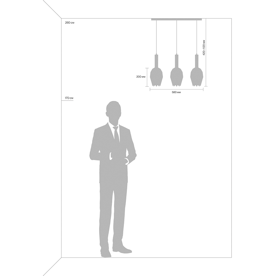 Изображение товара Светильник подвесной Loft Market, 3 лампы, 14х64х112 см, черный