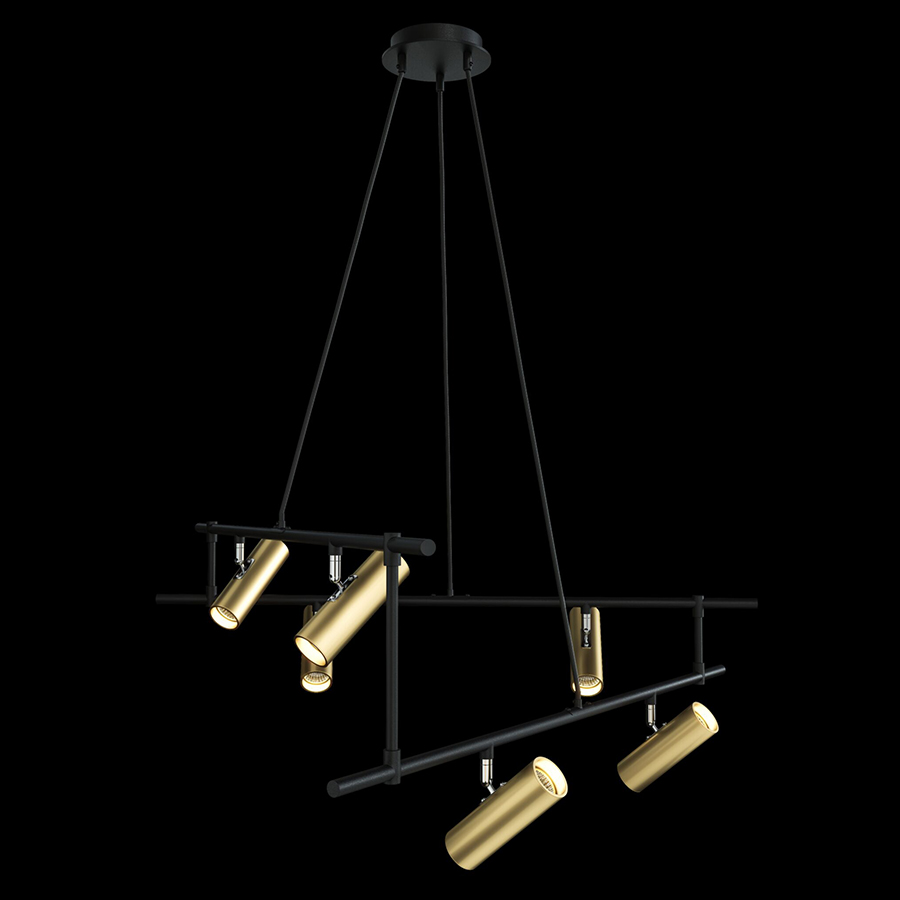 Изображение товара Светильник подвесной Technical, Rami, 12 ламп, 93,3х107х120 см, черно-золотой