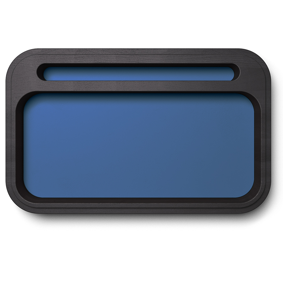 Изображение товара Шкатулка с зеркалом Basic Button, 19,8х31,8x7 см, ясень черный матовый/синяя