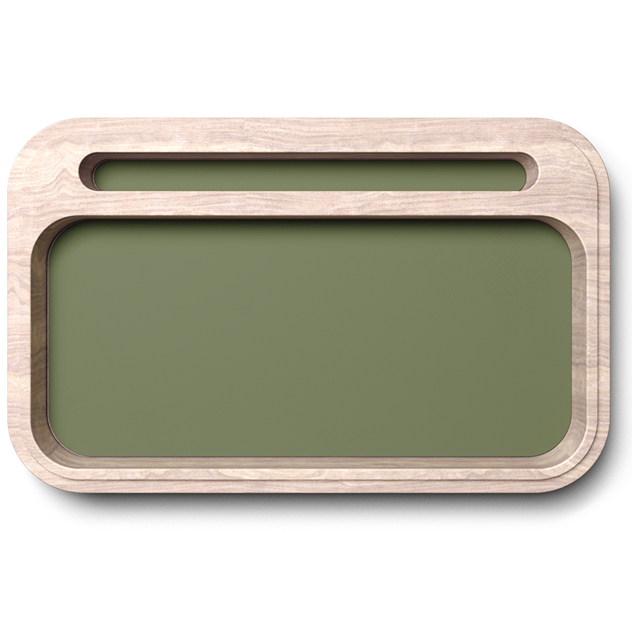 Изображение товара Шкатулка с зеркалом Basic Button, 19,8х31,8x7 см, ясень беленый/олива