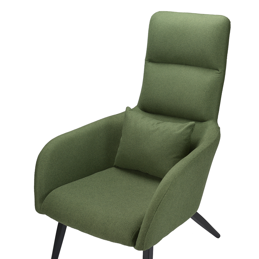Изображение товара Кресло с подставкой для ног и подушкой Bridjet, рогожка, зеленое