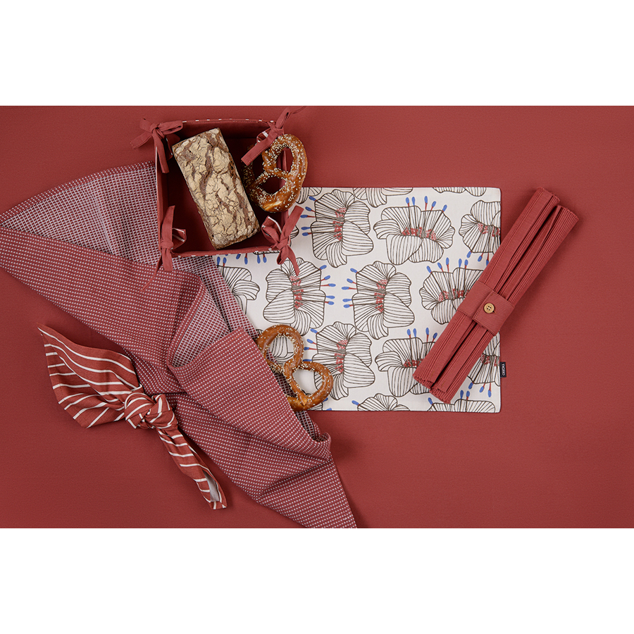 Изображение товара Корзинка для хлеба из хлопка терракотового цвета с принтом Полоски из коллекции Prairie, 30х30 см