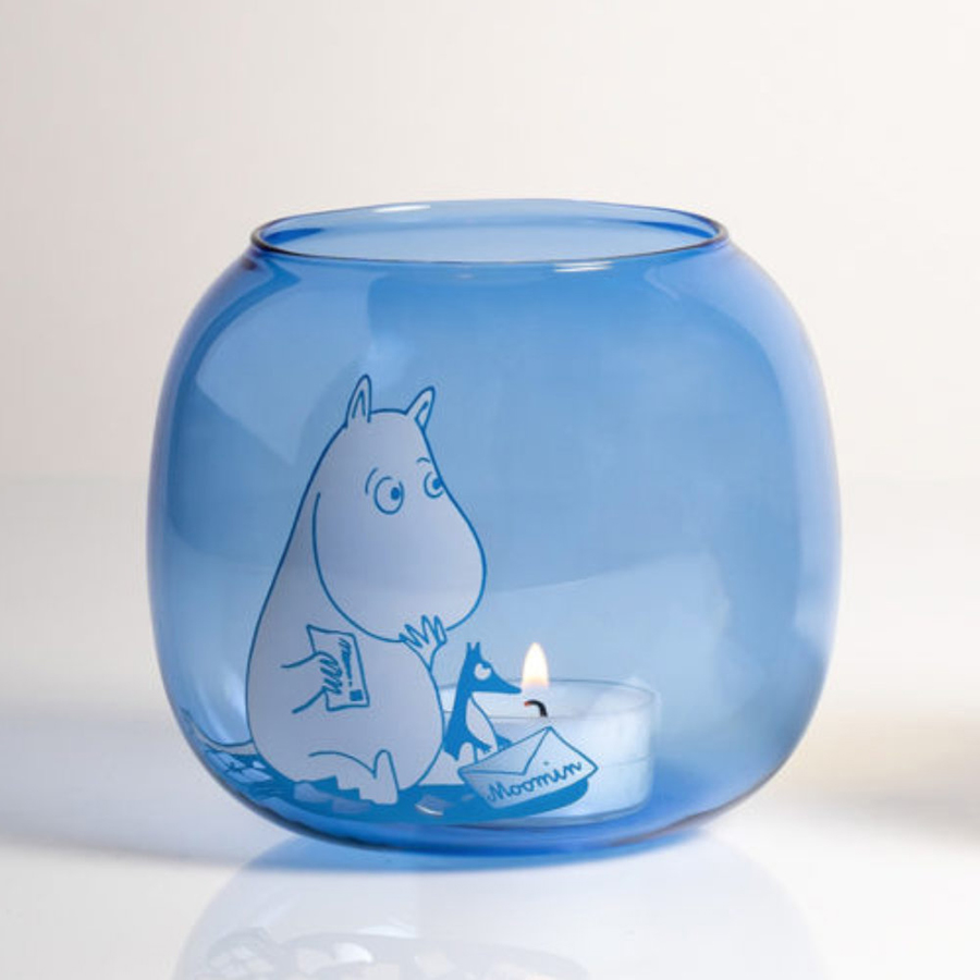 Изображение товара Подсвечник стеклянный Moomin, Муми-Тролль, 11 см, голубой