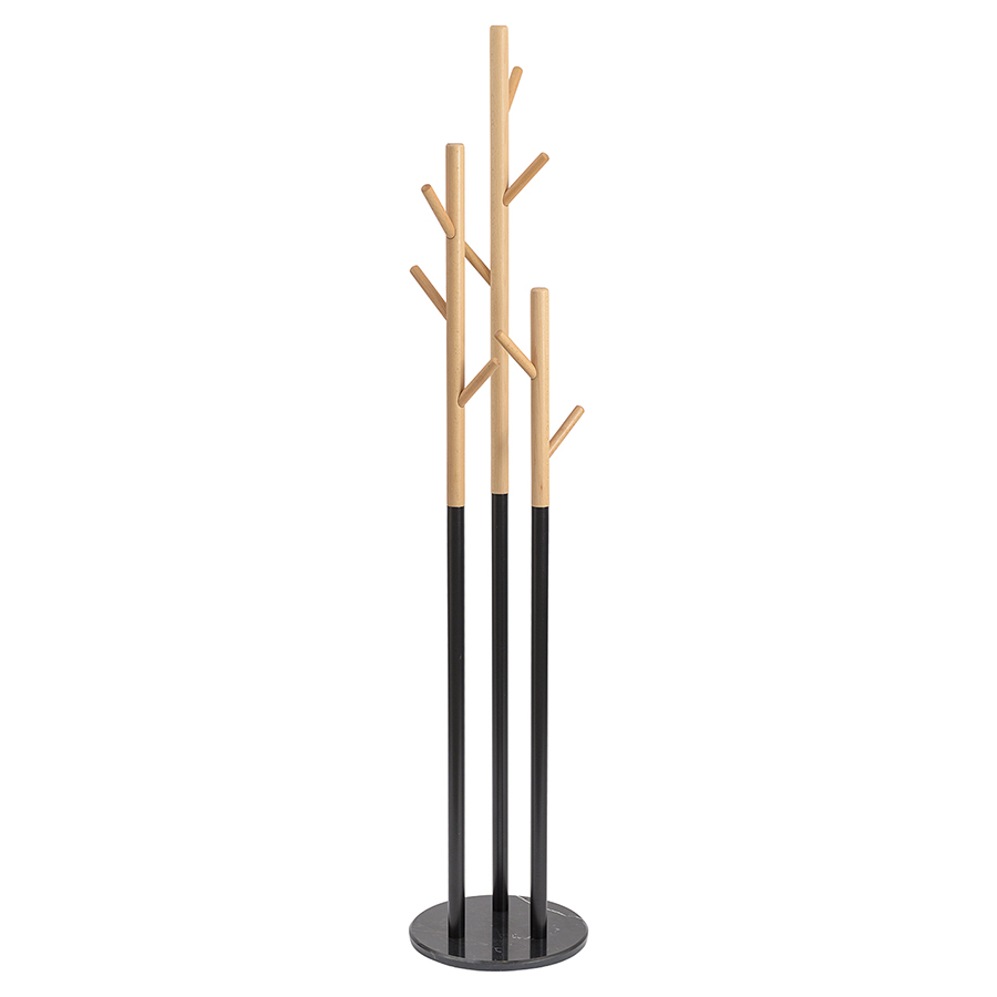 Изображение товара Вешалка напольная Solheim, 171 см, черный мрамор/натуральное дерево