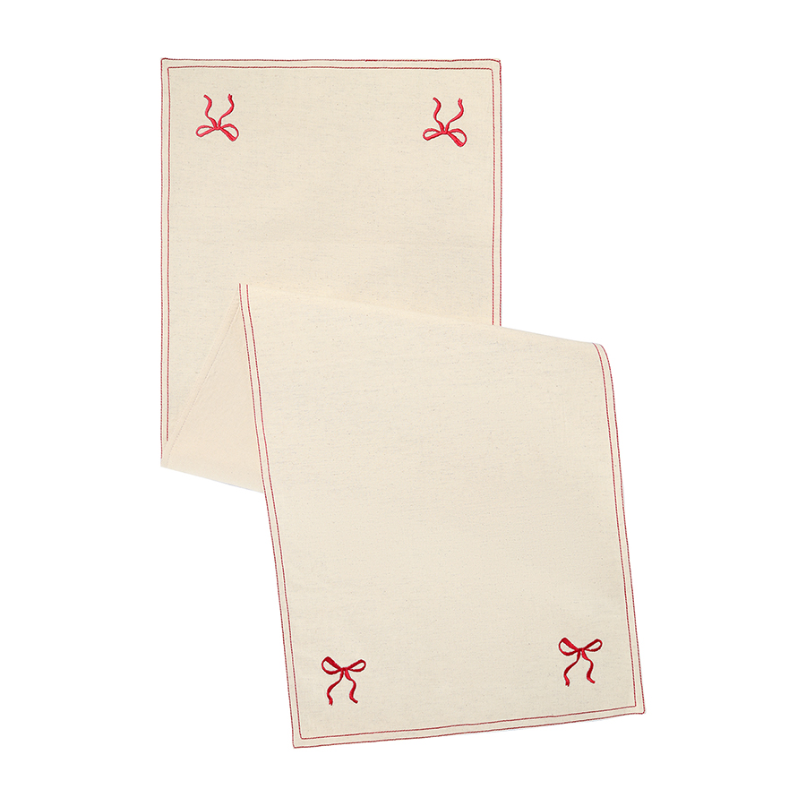 Изображение товара Дорожка на стол Fancy Bows бежевого цвета из коллекции Essential, 45x150 см