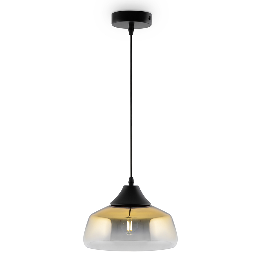Изображение товара Светильник подвесной Jiffy, 1 лампа, Ø24х20 см, черный/золотистый