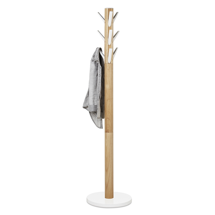 Изображение товара Вешалка напольная Flapper, 169 см, белая/дерево