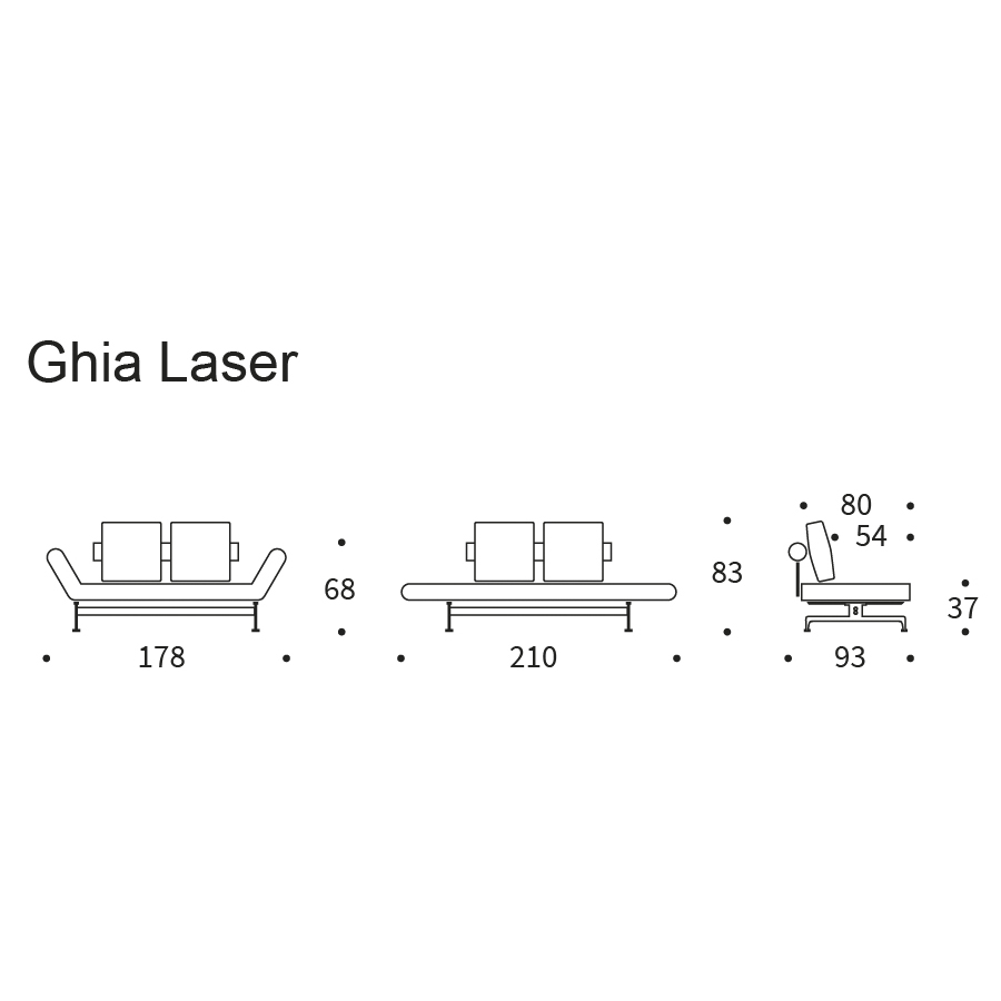 Изображение товара Кушетка Ghia с ножками Laser и черной рамой, 178х93х83 см, экокожа черная