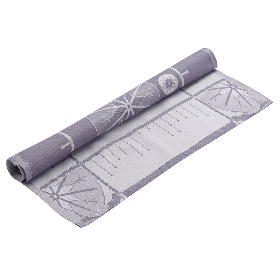 Изображение товара Салфетка из хлопка фиолетово-серого цвета с рисунком Ледяные узоры, New Year Essential, 53х53см