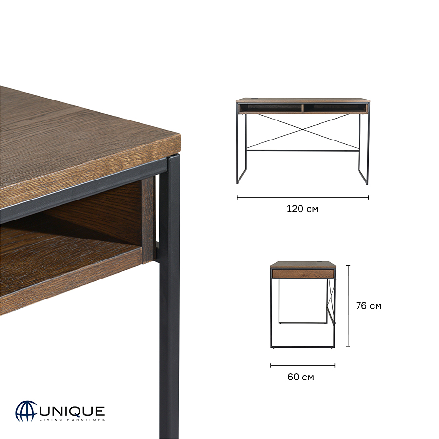 Изображение товара Стол письменный Unique Furniture, Rivoli, 120х60х76,5 см
