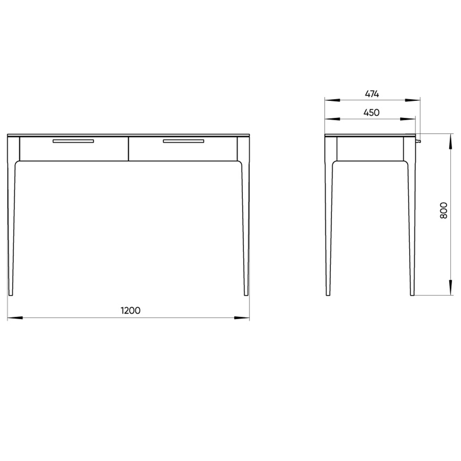 Изображение товара Консоль с 2-мя ящиками Type, 45х120х80 см, белая