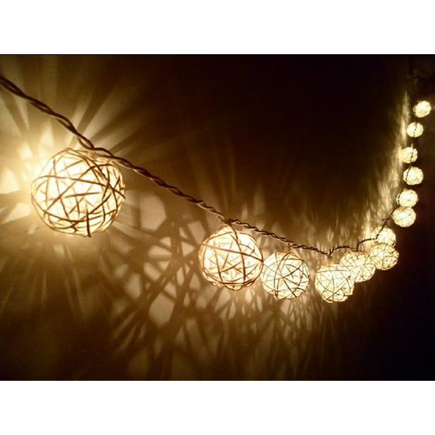 Изображение товара Гирлянда Lares&Penates из ротанга, шарики, от сети, 20 ламп, 3 м