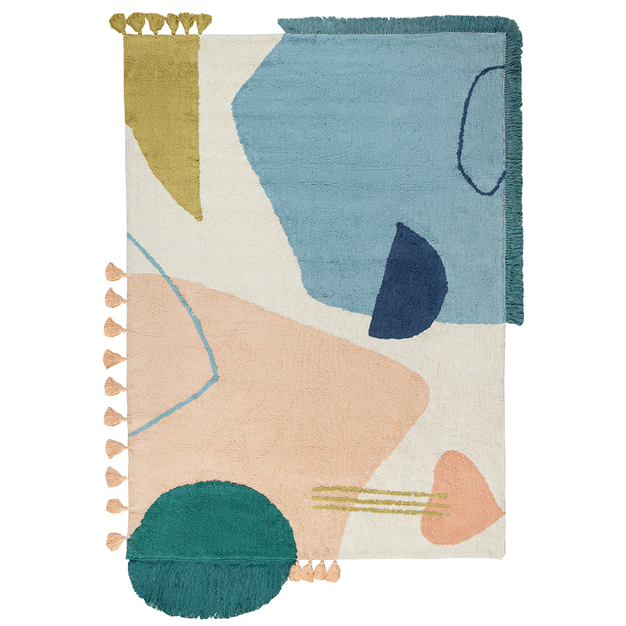 Изображение товара Ковер из хлопка с геометрическим принтом, бахромой и кисточками из коллекции Ethnic, 120х180 см