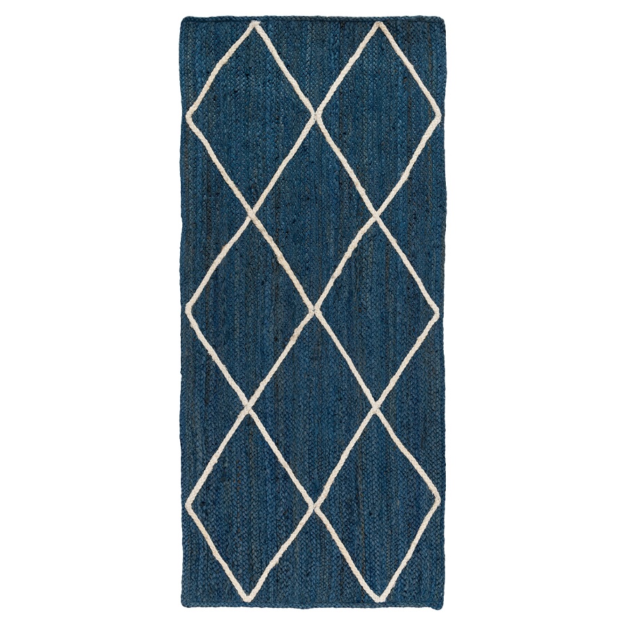 Изображение товара Ковер из джута темно-синего цвета с геометрическим рисунком из коллекции Ethnic, 70х160 см