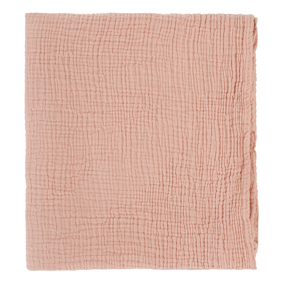 Изображение товара Одеяло из жатого хлопка цвета пыльной розы из коллекции Essential 90x120 см