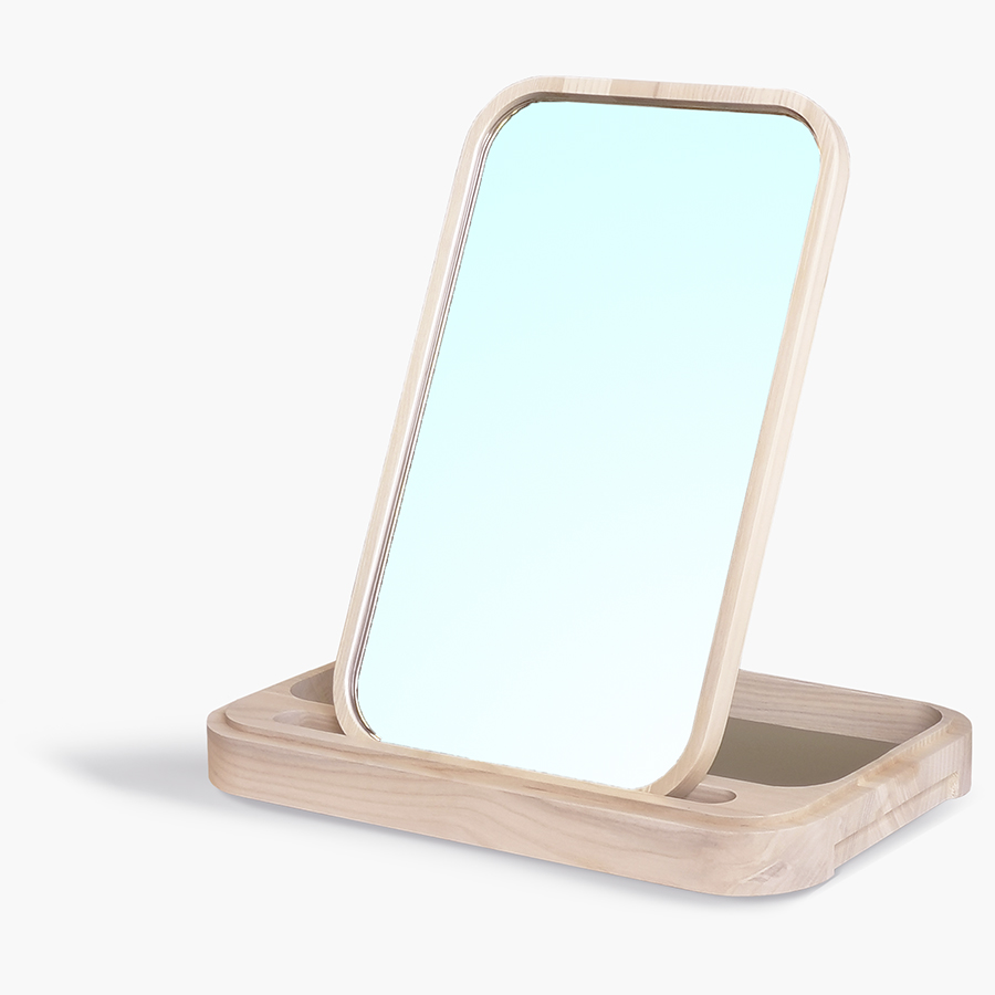 Изображение товара Шкатулка с зеркалом Basic Button, 19,8х31,8x7 см, ясень беленый/олива