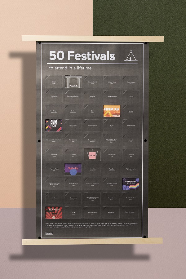 Изображение товара Постер Doiy, 50 фестивалей, которые нужно посетить в жизни