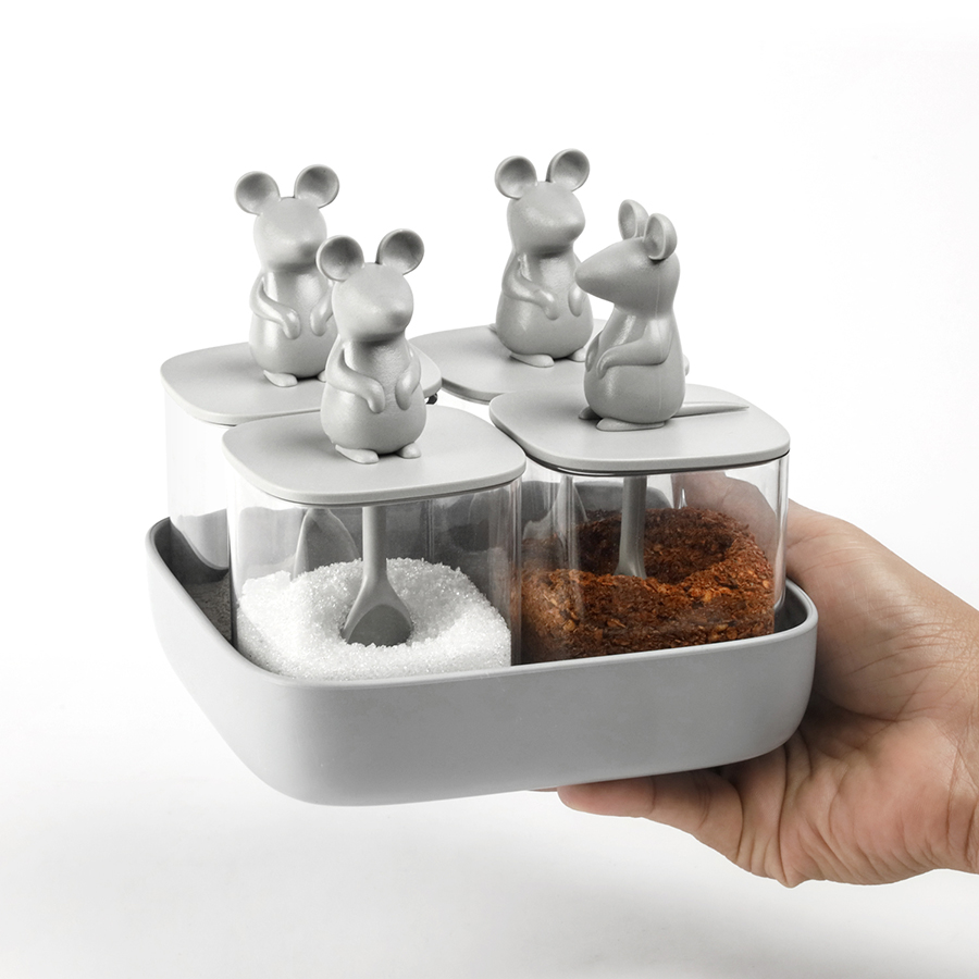 Изображение товара Набор банок для сыпучих продуктов Lucky Mouse Seasoning, 4 шт.