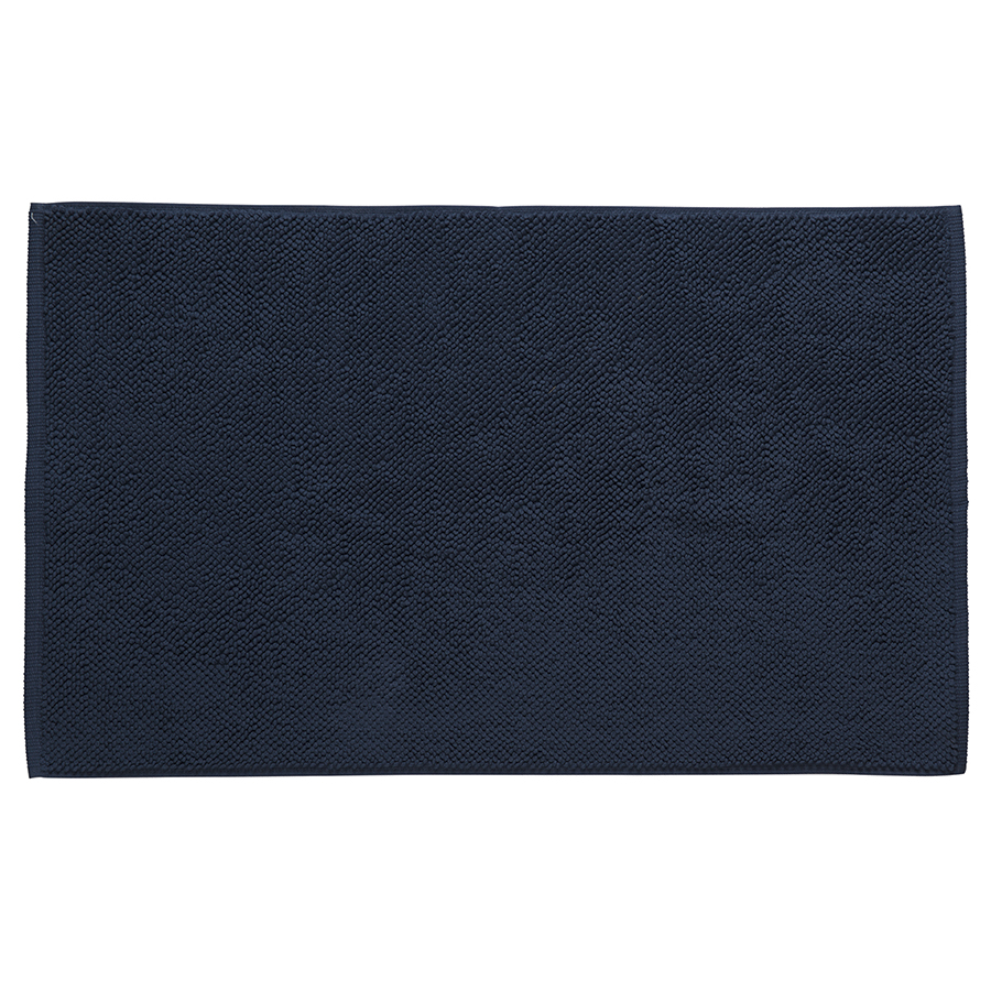 Изображение товара Коврик для ванной ворсовый из чесаного хлопка темно-синего цвета из коллекции Essential, 50х80 см