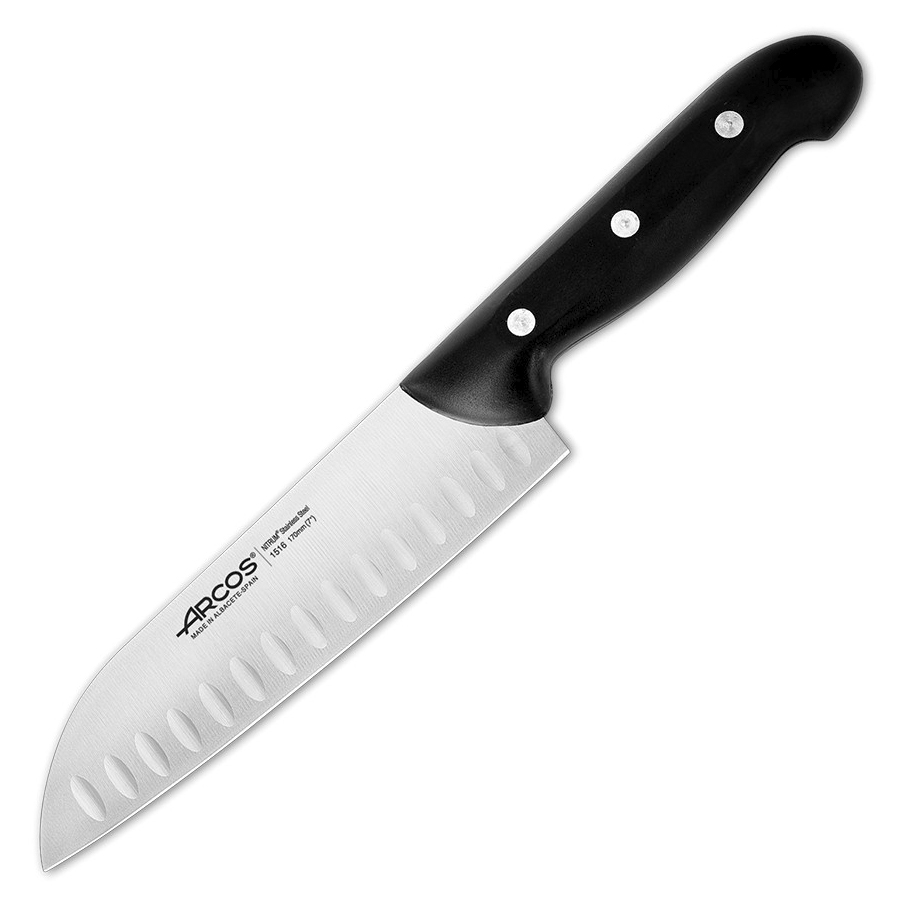Изображение товара Нож кухонный Maitre, Сантоку, 17 см, черная рукоятка