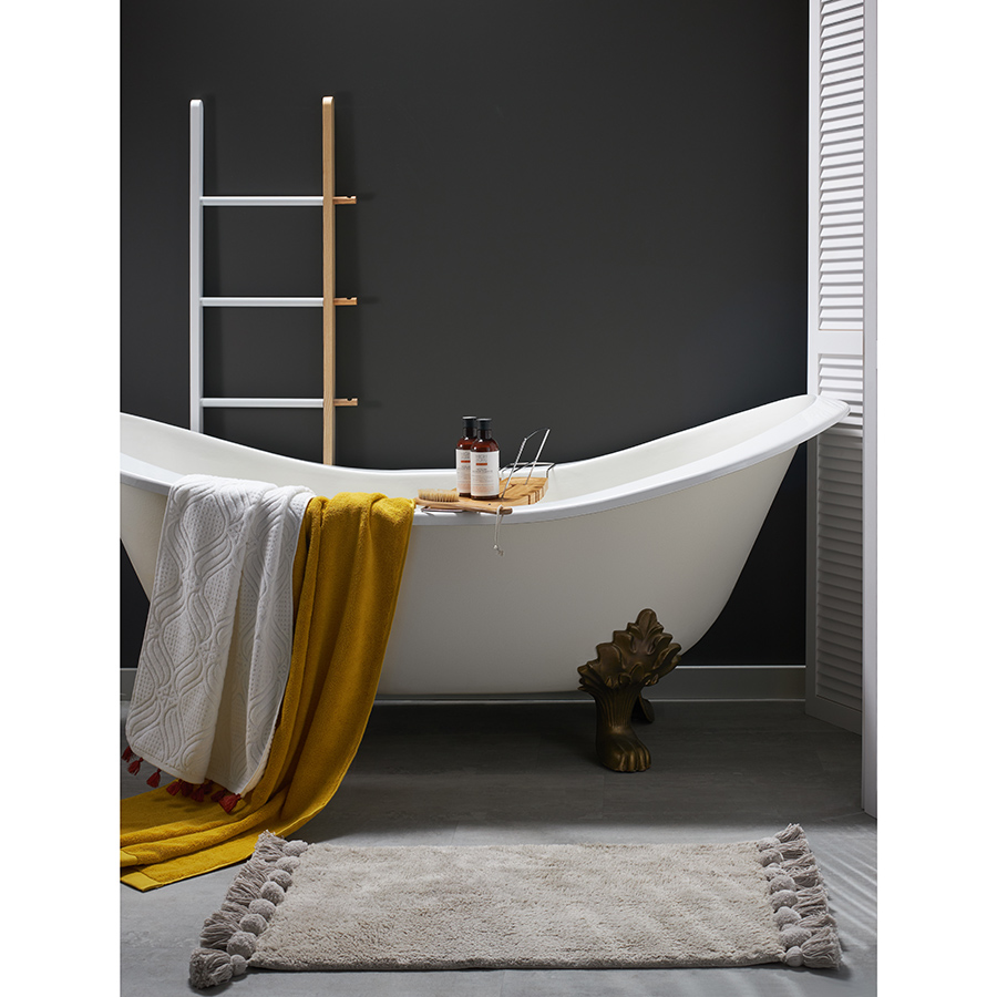 Изображение товара Коврик для ванной ворсовый с кисточками светло-серого цвета из коллекции Essential, 50х80 см