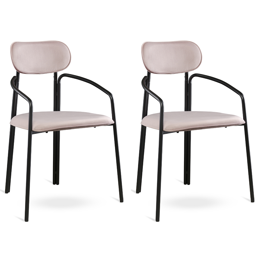 Изображение товара Набор из 2 стульев Ror, Round, велюр, черный/розовый