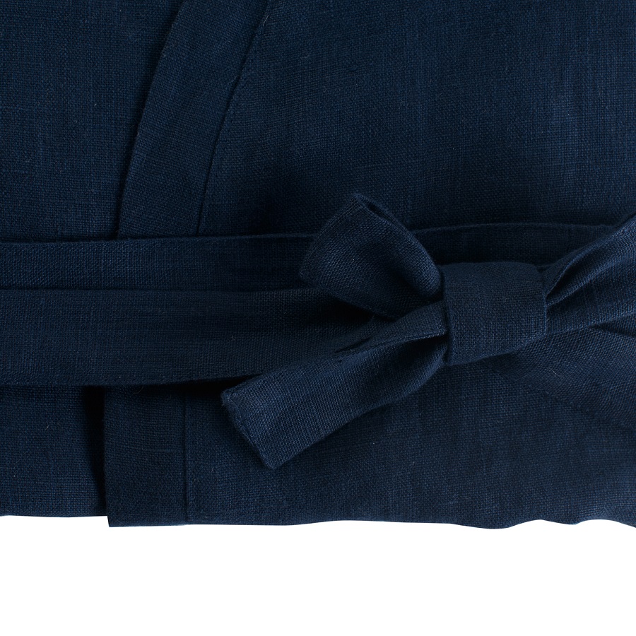 Изображение товара Халат из умягченного льна темно-синего цвета Essential, размер M