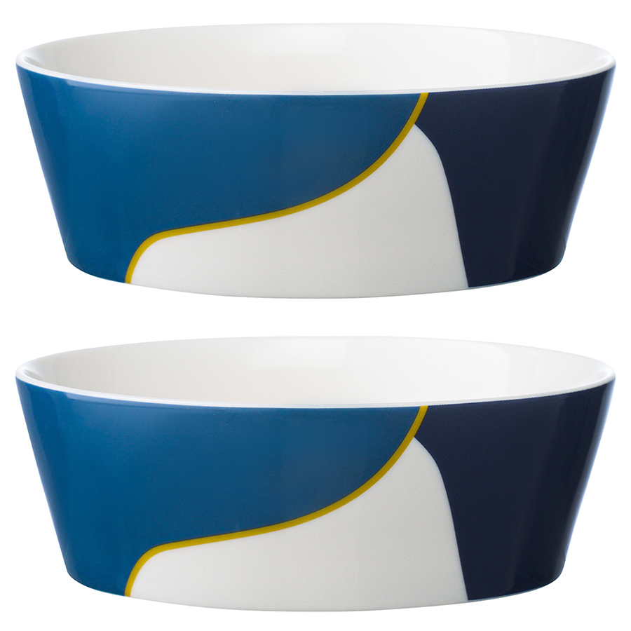 Изображение товара Набор из двух салатников синего цвета с авторским принтом из коллекции Freak Fruit, 16см