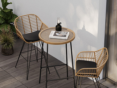 Набор барной мебели Vetle: столик Ø60 см и стул барный Vetle Bent, 2 шт., анонс элемента