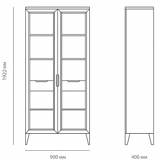 Витрина 2-х дверная Линии, МДФ, 90х40х193,2 см