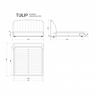 Изображение товара Кровать Tulip 120, 220х232х120 см, береза венге/светло-серая