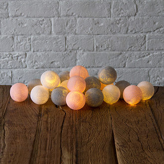 Изображение товара Гирлянда Lares&Penates, шарики, от сети, 20 ламп, 3 м, розово-серая
