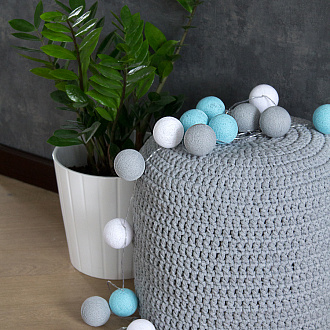 Изображение товара Гирлянда Lares&Penates, шарики, от сети, 20 ламп, 3 м, серо-голубая