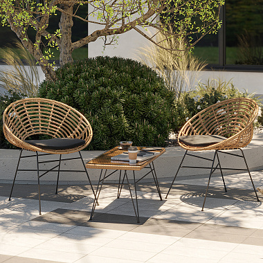 Набор уличной мебели Vetle: столик 80х40 см и стул Vetle Round, 2 шт., анонс элемента