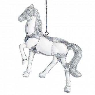 Игрушка елочная Horse, Грациозные лошади, 9 см, серебристая