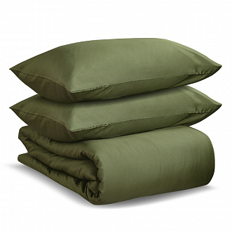 Изображение товара Комплект постельного белья из сатина оливкового цвета из коллекции Wild, 150х200 см