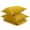 Изображение товара Чехол на подушку из фактурного хлопка горчичного цвета с контрастным кантом из коллекции Essential, 45х45 см