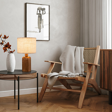 картинка Светильник настольный Modern, Forest, Ø25х45 см, бежевый/дерево от магазина Одежда+