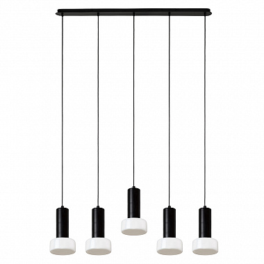 картинка Светильник подвесной каскадный Fungus, Ø15х25 см, 5 плафонов, белый/черный от магазина Одежда+