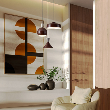 картинка Светильник подвесной Still, Æ20х19,2 см, кремовый/бордовый от магазина Одежда+