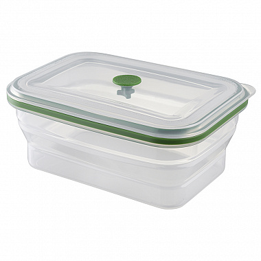 картинка Контейнер для переноски и хранения силиконовый прямоугольный складной Silikobox, 1,2 л, зеленый от магазина Одежда+