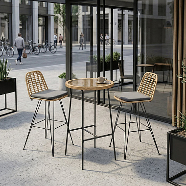 Набор барной мебели Vetle: столик Ø60 см и стул барный Vetle Flat, 2 шт., анонс элемента